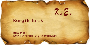 Kunyik Erik névjegykártya